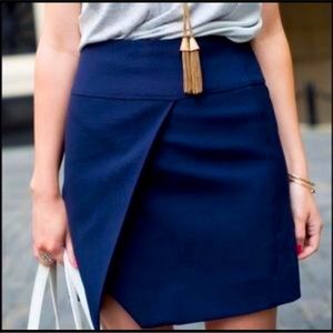 JCrew faux wrap navy skirt